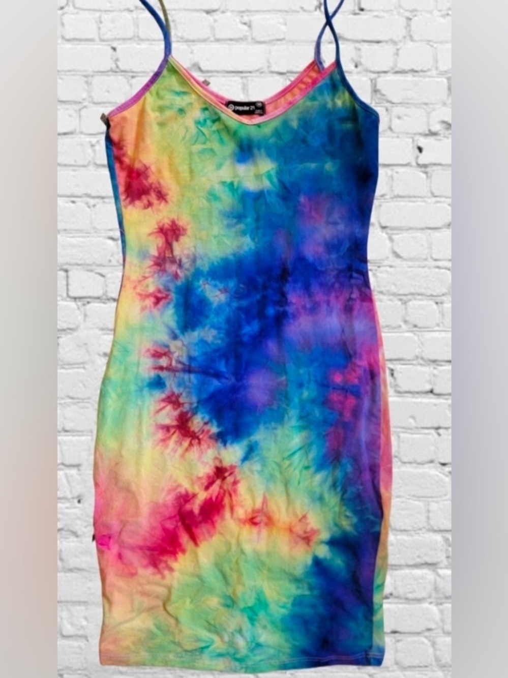 Multicolor Tie-Dye Spaghetti Strap Mini Dress